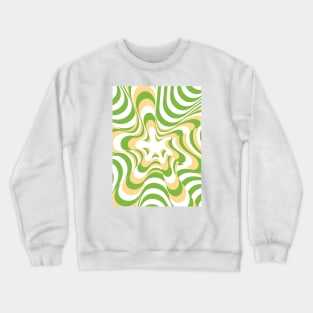 Abstract Groovy Retro Liquid Swirl Green Yellow Pattern Crewneck Sweatshirt